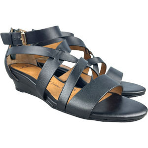 Sofft Women's Black Criss Cross Leather Dressy Comfort Sandal Size 9